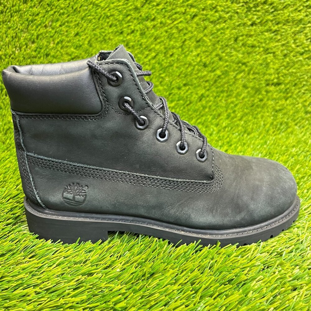 Timberland 6-Inch Premium Boys Size 3Y Black Outdoor Leather Waterproof Boots